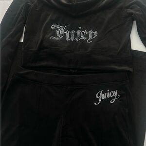 Juicy Couture Black Velour tracksuit with Rhinestone Detail